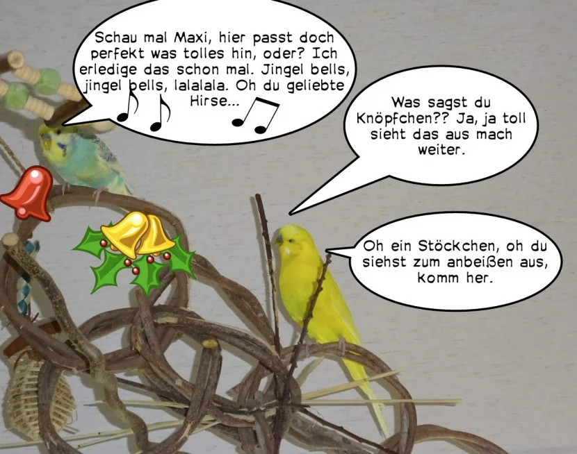 Comic Wellis schmücken eine Girlande