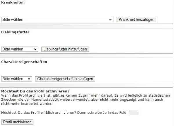 Vogelprofile anlegen
