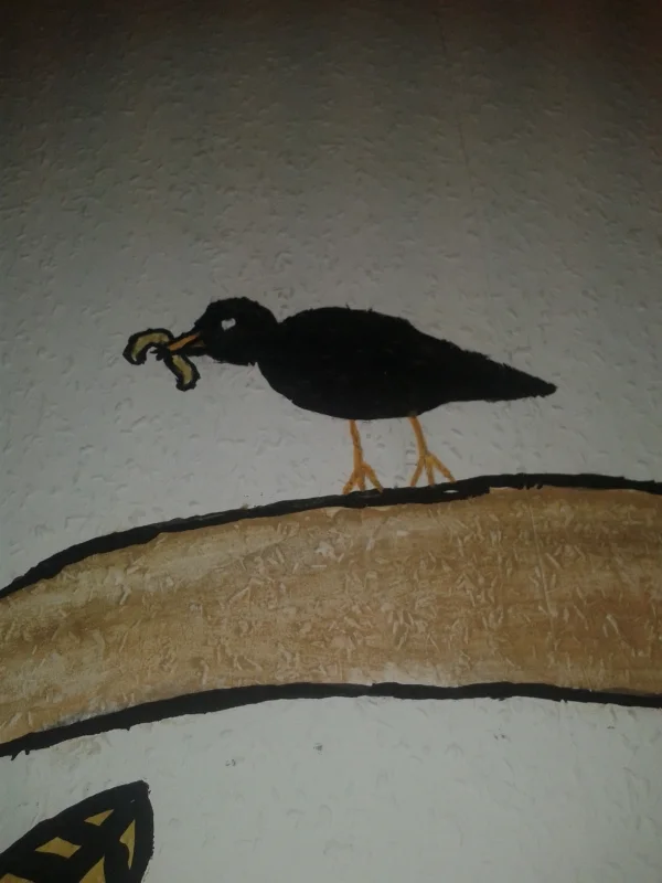 Wellensittich-Bild: Die nordrheinwestfälische Fluramsel, eine vom aussterben bedrohte Vogelrarität. Charakteristisch bei diesem Exeplar besonders die Beine...